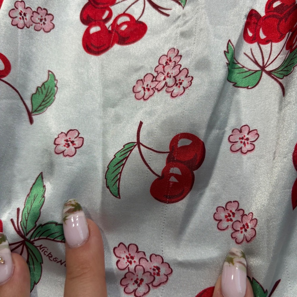 Y2K Cutie Cherry Print Babydoll Sleepwear Top White Red XL 14/16 - Picture 5 of 6